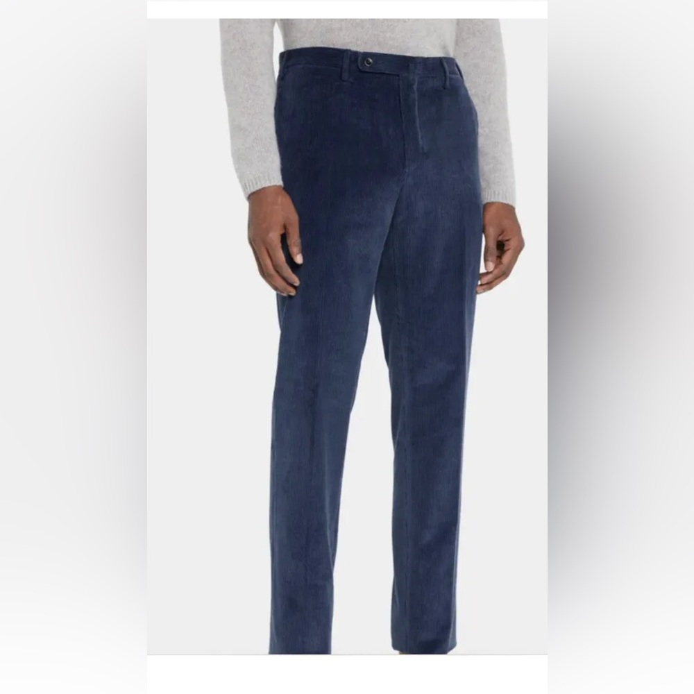 INCOTEX SLOWEAR Flat‎ Front Cashco Corduroy Trouser in Navy Size 36 $380